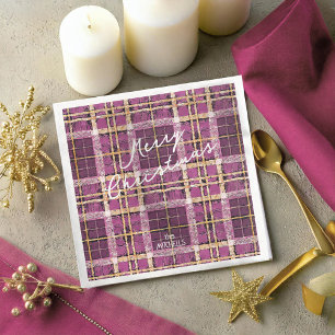 Serviette En Papier Motif de Noël Magenta Gold n° 7 ID1009