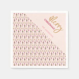 Serviette En Papier Motif de Noël Moderne Rose Pâle