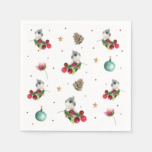 Serviette En Papier Motif de Noël Oiseau d'hiver