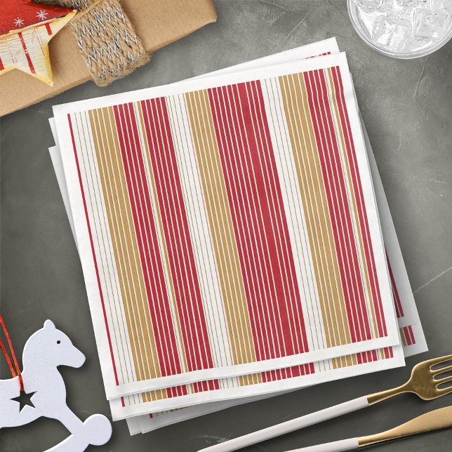 Serviette En Papier Motif de Noël Red Gold Pinstripe #28 ID1009 (Créateur téléchargé)