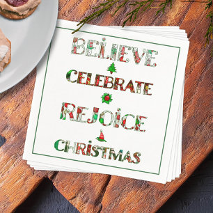 Serviette En Papier Motif de Noël Rouge Vert Mignon