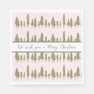 Serviette En Papier Motif de Noël simple rose et magenta