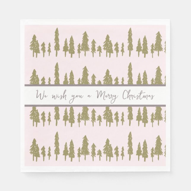 Serviette En Papier Motif de Noël simple rose et magenta (Devant)