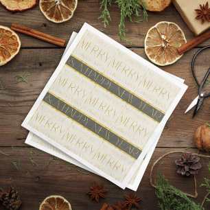 Serviette En Papier Motif de Noël Vert Or #35 ID1009