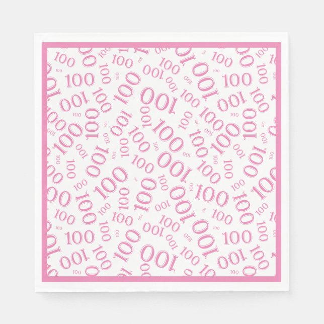 Serviette En Papier Motif de nombre aléatoire rose/blanc 100 (Devant)
