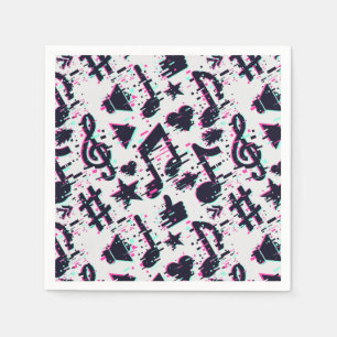 Serviette En Papier Motif de notes musicales et de coeurs déformés