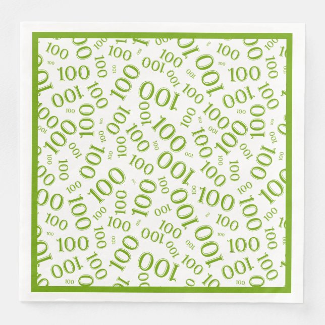 Serviette En Papier Motif de numéro aléatoire vert/blanc 100 (Devant)