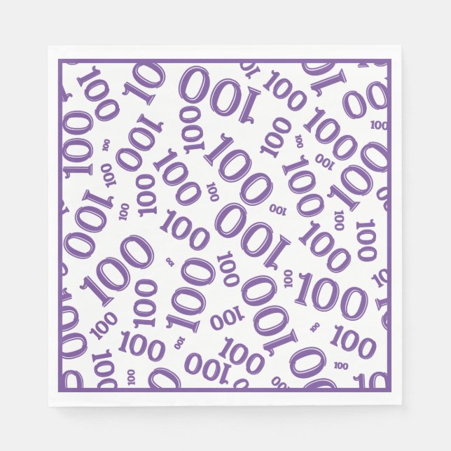 Serviette En Papier Motif de numéro aléatoire violet/blanc 100 (Devant)
