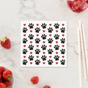 Serviette En Papier Motif De Pâtes, Pâtes De Chien, Pâtes Noires, Coeu