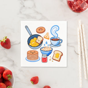 Serviette En Papier Motif de petit déjeuner mignon – Nourriture Kawaii