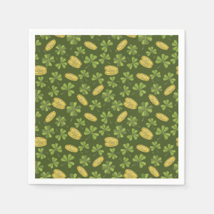 Serviette En Papier Motif de pièce d'or de feuille et de trèfle