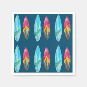 Serviette En Papier Motif de planche de surf aquarelle