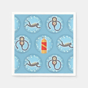 Serviette En Papier Motif de plongée à l'air - thème mignon de