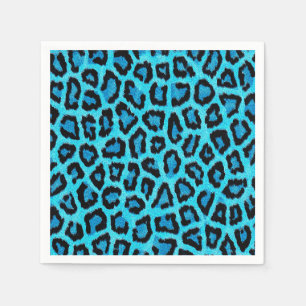 Serviette En Papier Motif de points de fourrure Leopard Bleu