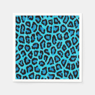 Serviette En Papier Motif de points de fourrure Leopard Bleu