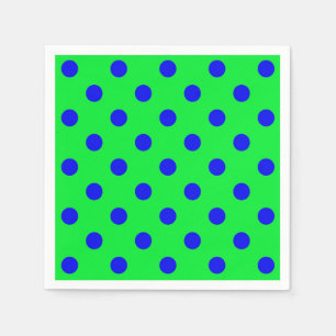 Serviette En Papier Motif de points polka bleus sur fond vert