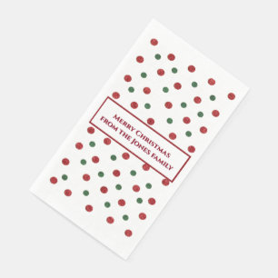 Serviette En Papier Motif de points rétro Noël vert rouge