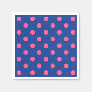 Serviette En Papier Motif de pois roses sur fond bleu