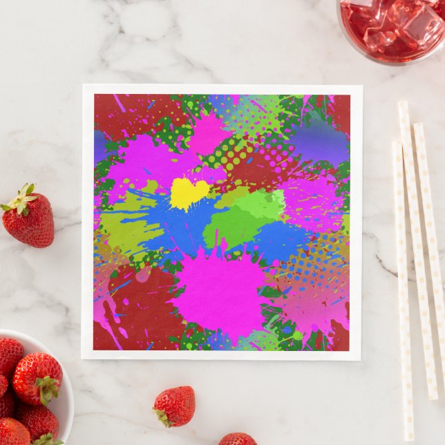 Serviette En Papier Motif de projection de peinture 3 (En situation)