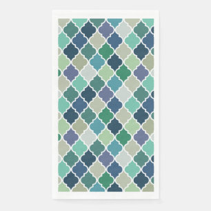 Serviette En Papier Motif de quatrefoil bleu, vert et turquoise
