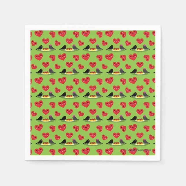 Serviette En Papier Motif de rendez-vous romantique Spaghetti Boulette (Devant)