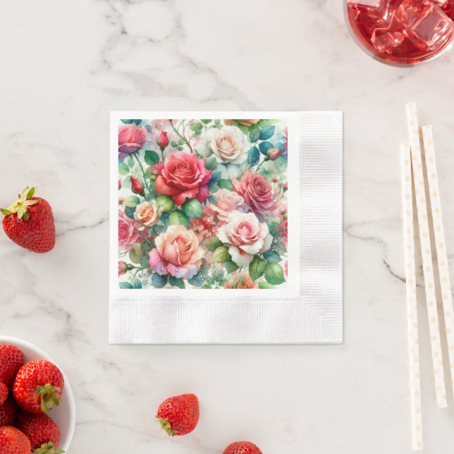 Serviette En Papier Motif de Rose lunatique (En situation)