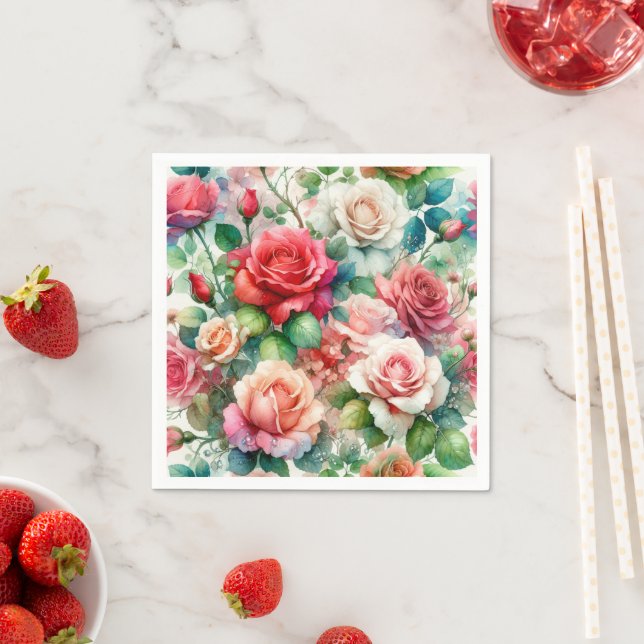 Serviette En Papier Motif de Rose lunatique (En situation)