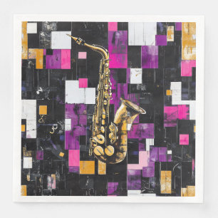 Serviette En Papier Motif de saxophone moderne