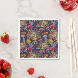 Serviette En Papier Motif de Sea Life Grunge