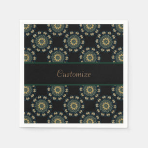 Serviette En Papier Motif de style asiatique chic Gold & Green