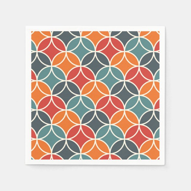 Serviette En Papier Motif de style moderne coloré du milieu du siècle (Devant)