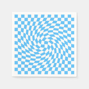 Serviette En Papier Motif de tableau de bord bleu clair et blanc À dam