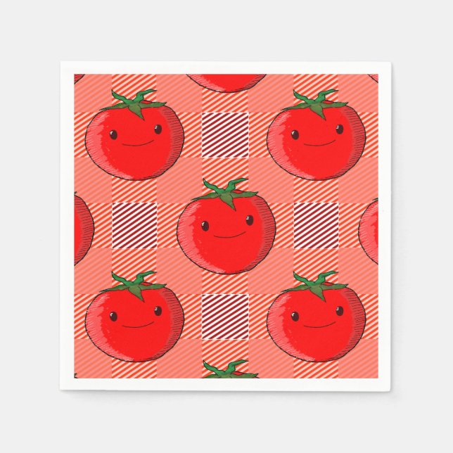 Serviette En Papier Motif de tarte à la tomate rouge et rose (Devant)
