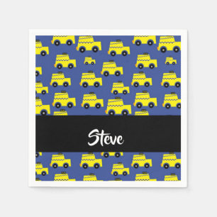Serviette En Papier Motif de taxi jaune sur bleu