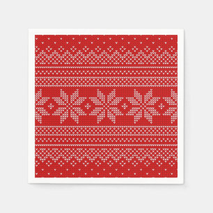 Serviette En Papier Motif de tricot de Noël Rouge et blanc