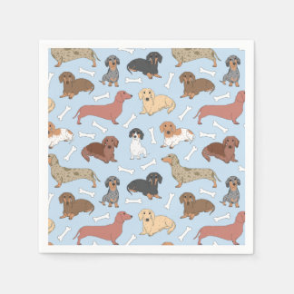 Serviette En Papier motif de variété dachshund en bleu