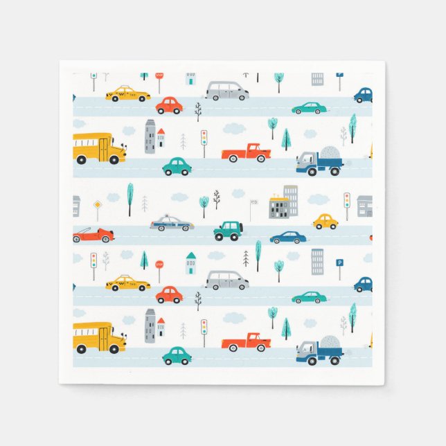 Serviette En Papier Motif de véhicule routier migre (Devant)