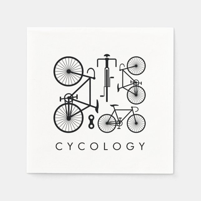 Serviette En Papier Motif de vélo noir et blanc moderne (Devant)