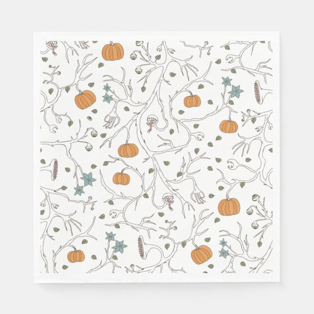 Serviette En Papier Motif de vigne effrayante pour Halloween (Devant)