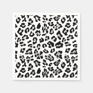 Serviette En Papier Motif d'empreinte de léopard de noir d'aluminium