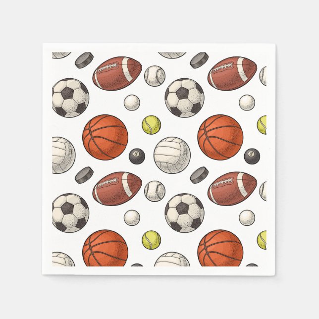 Serviette En Papier Motif d'équipements sportifs (Devant)