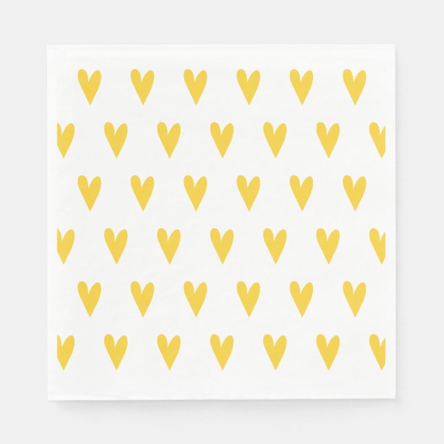 Serviette En Papier Motif des Coeurs Jaunes (Devant)