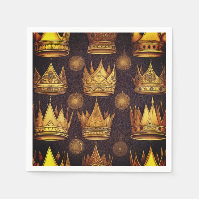 Serviette En Papier Motif des Couronnes d'or (Devant)