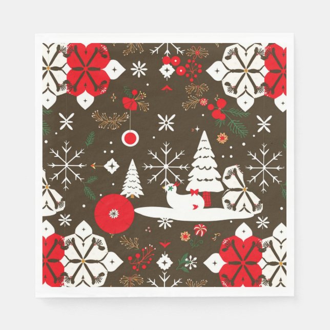 Serviette En Papier Motif des fêtes de neige (Devant)