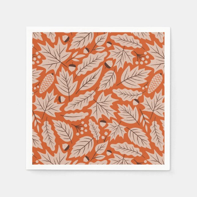 Serviette En Papier Motif des feuilles d'automne et des araignées oran (Devant)
