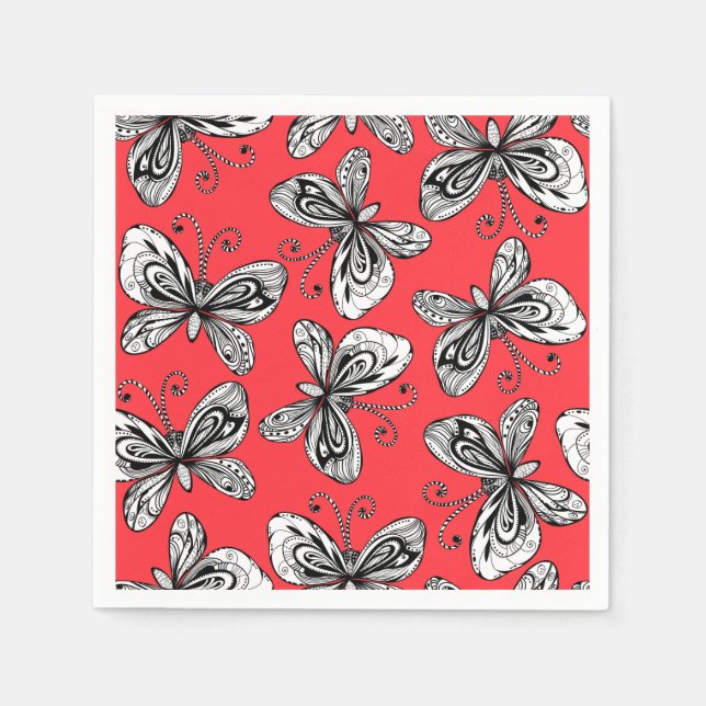 Serviette En Papier Motif des papillons de Doodle (Devant)