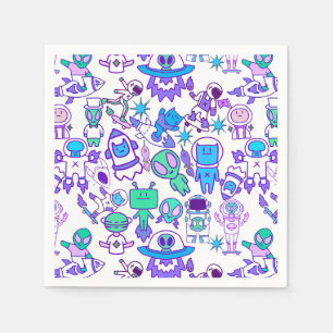 Serviette En Papier Motif d'espace rétro