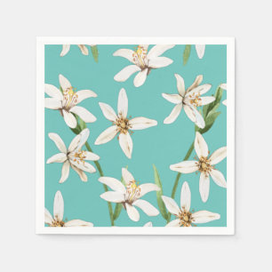 Serviette En Papier motif d'été en fleurs de citron turquoise