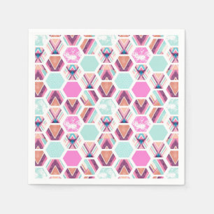 Serviette En Papier Motif d'hexagone d'aquarelle