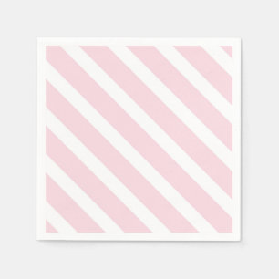 Serviette En Papier Motif diagonal rose et blanc